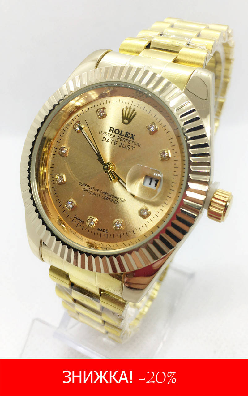 

Женские кварцевые часы Rolex (Ролекс) золотые