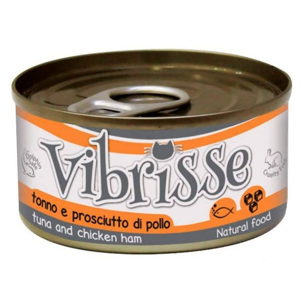 

Консервы для котов VIBRISSE тунец и куриная ветчина 70г