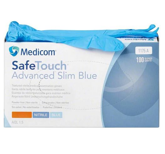

Перчатки нитриловые SAFETOUCH ADVANCED SLIM BLUE MEDICOM 100 ШТ (ГОЛУБЫЕ, Голубой