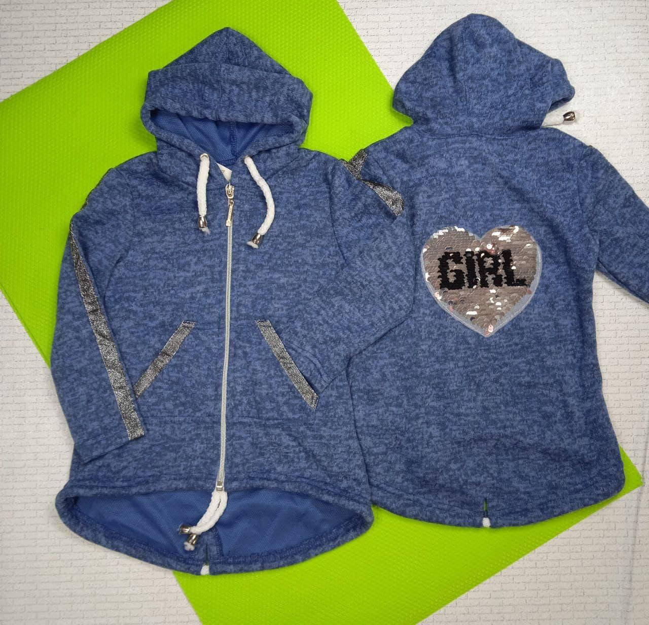 

Кофта на змейке на девочку 98, 104, 110, 116 см, синий 110