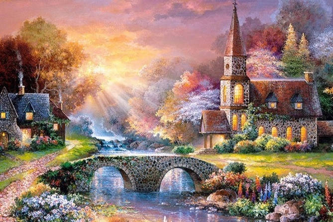 

Набор Алмазная мозаика вышивка 30х40 "Сказочный домик" (на подрамнике) TN483