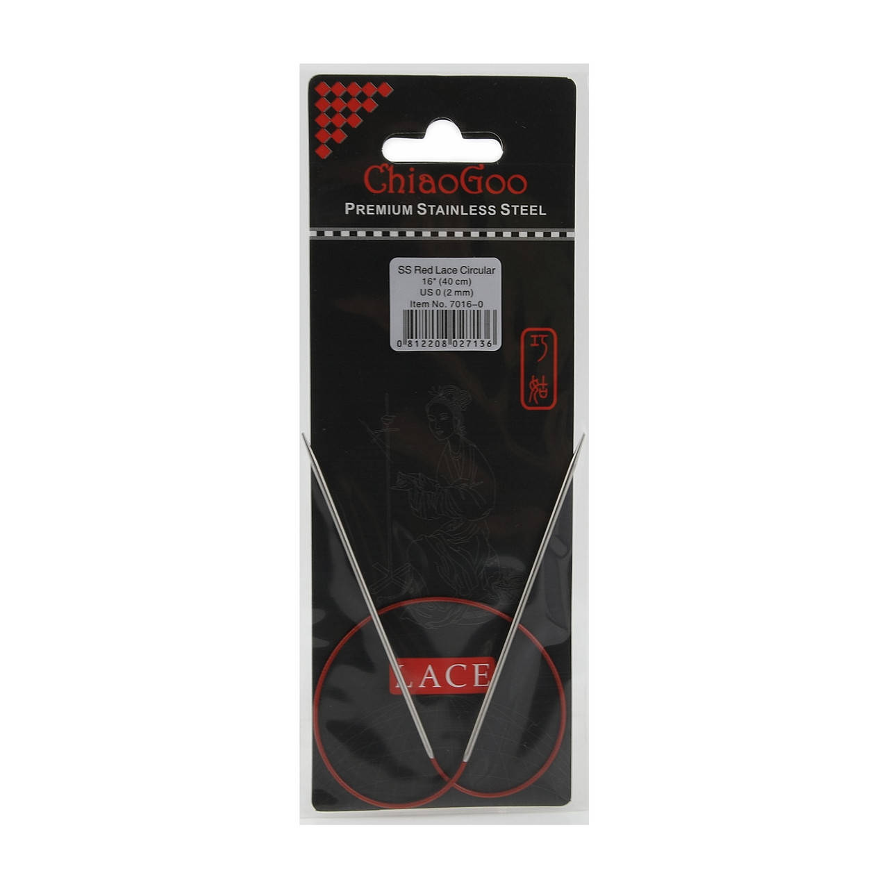 

Спицы круговые ChiaoGoo SS RED Lace 80, 4 мм, Красный