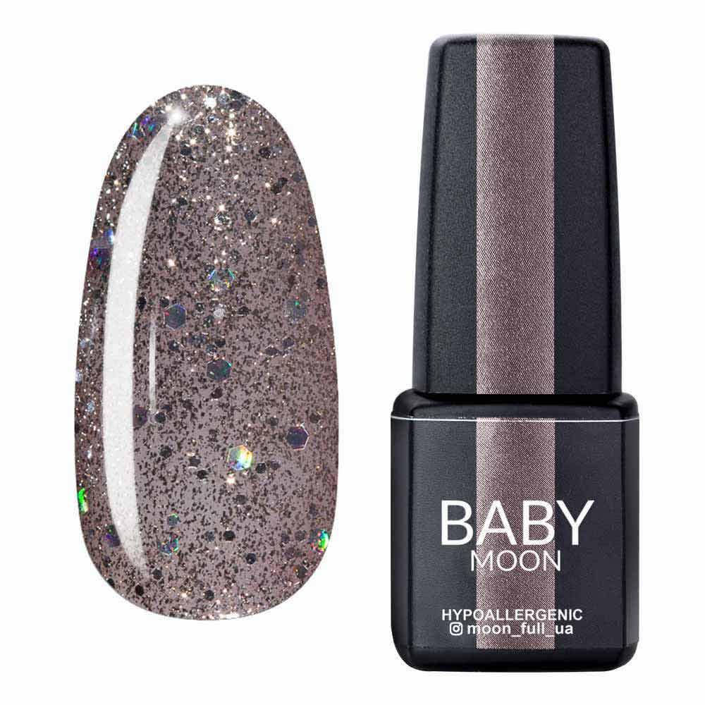 

Гель-лак Baby Moon Full Dance Diamond №016 серебристо-бежевый с разноцветным глиттером, 6мл.