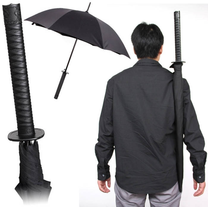 

Зонт Катана, с ЧЕРНОЙ ручкой зонт меч самурая 8 спиц Оригинал. купол 102см., длина 108 см., Черный