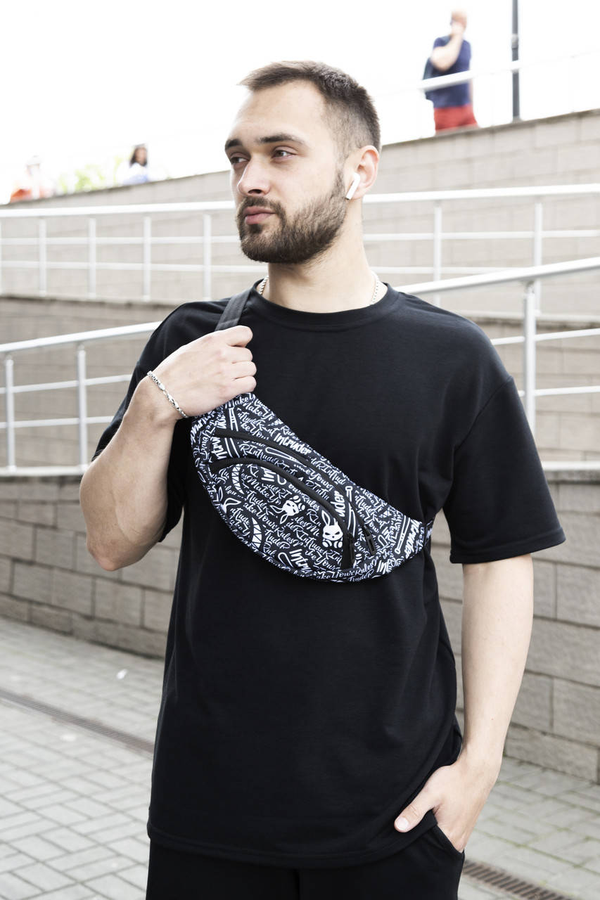 

Бананка Мужская | Женская | Детская Bunny черно - белая, Черный