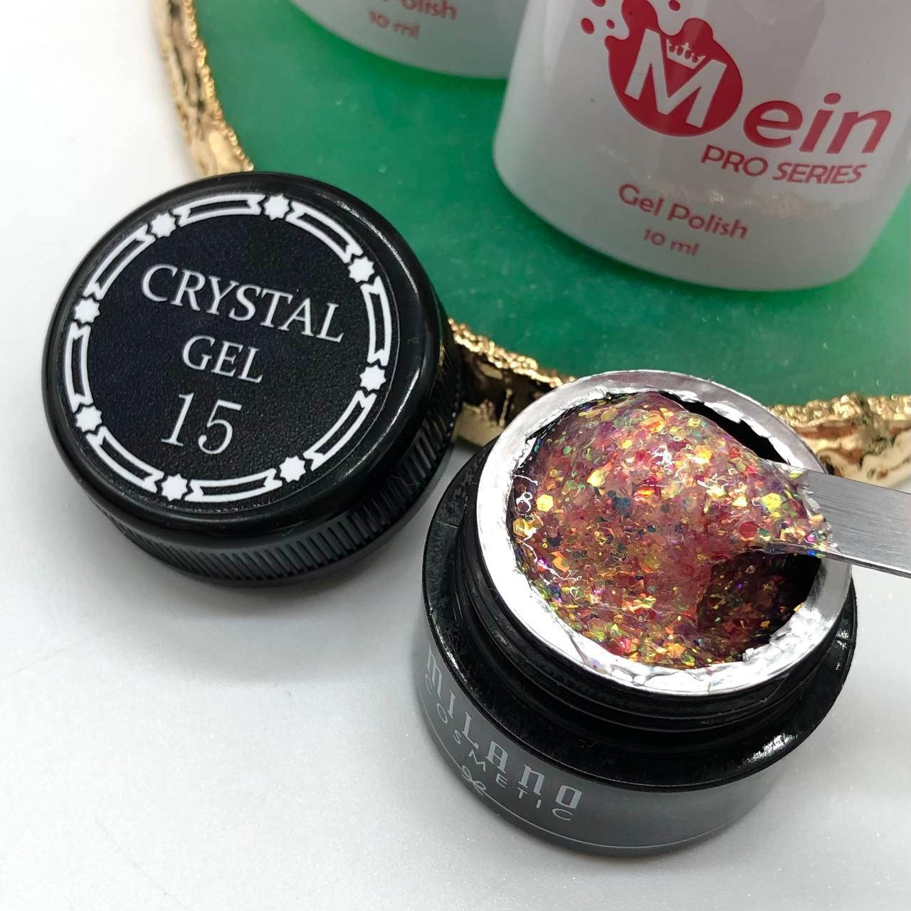 

Декоративный гель-глиттер для дизайна ногтей Crystal Gel Milano, №15