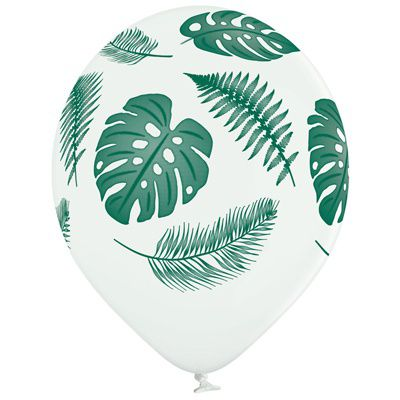 

Латексный шарик BELBAL 12"(30 см) Листья тропические "Монстера", Персиковый
