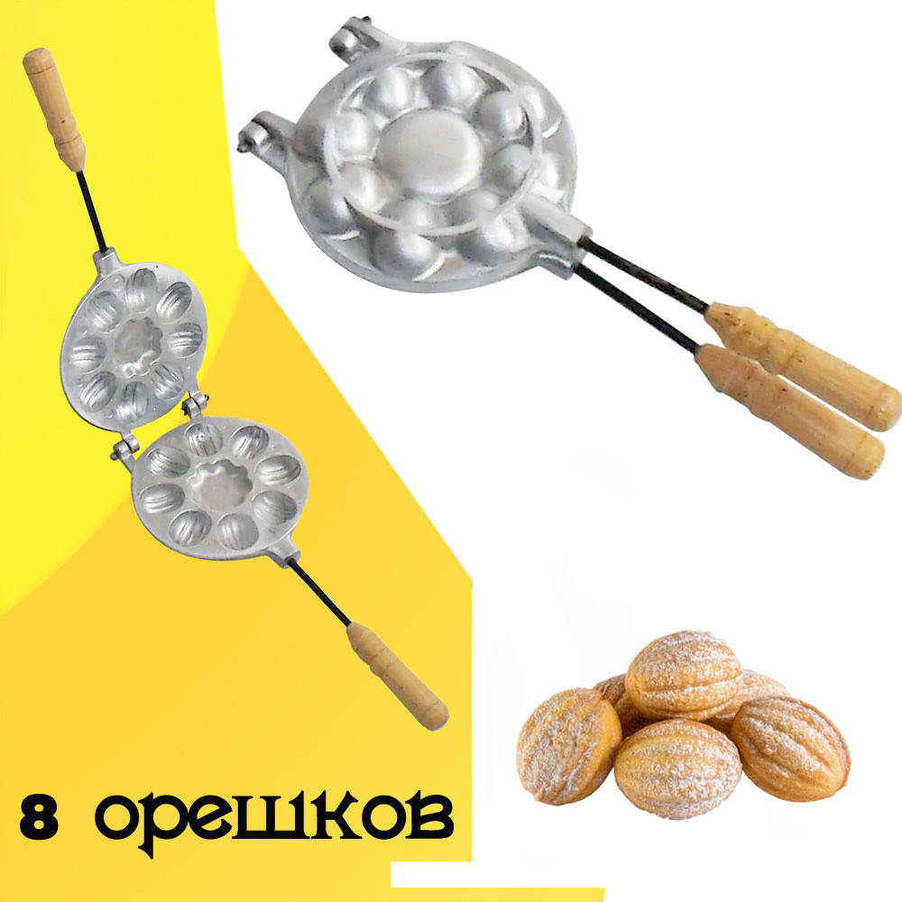 

Форма для выпечки орешков, орешница на 8 цельных орехов без начинки + цветок