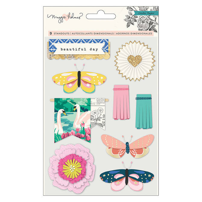 

Наклейки 3D - Flourish - Maggie Holmes Accents WGold Glitter & Foil - 9pcs