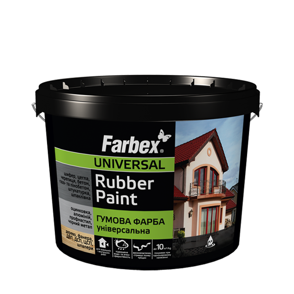 

Резиновая краска ТМ"FARBEX" белая матовая - 6,0 кг, Белый