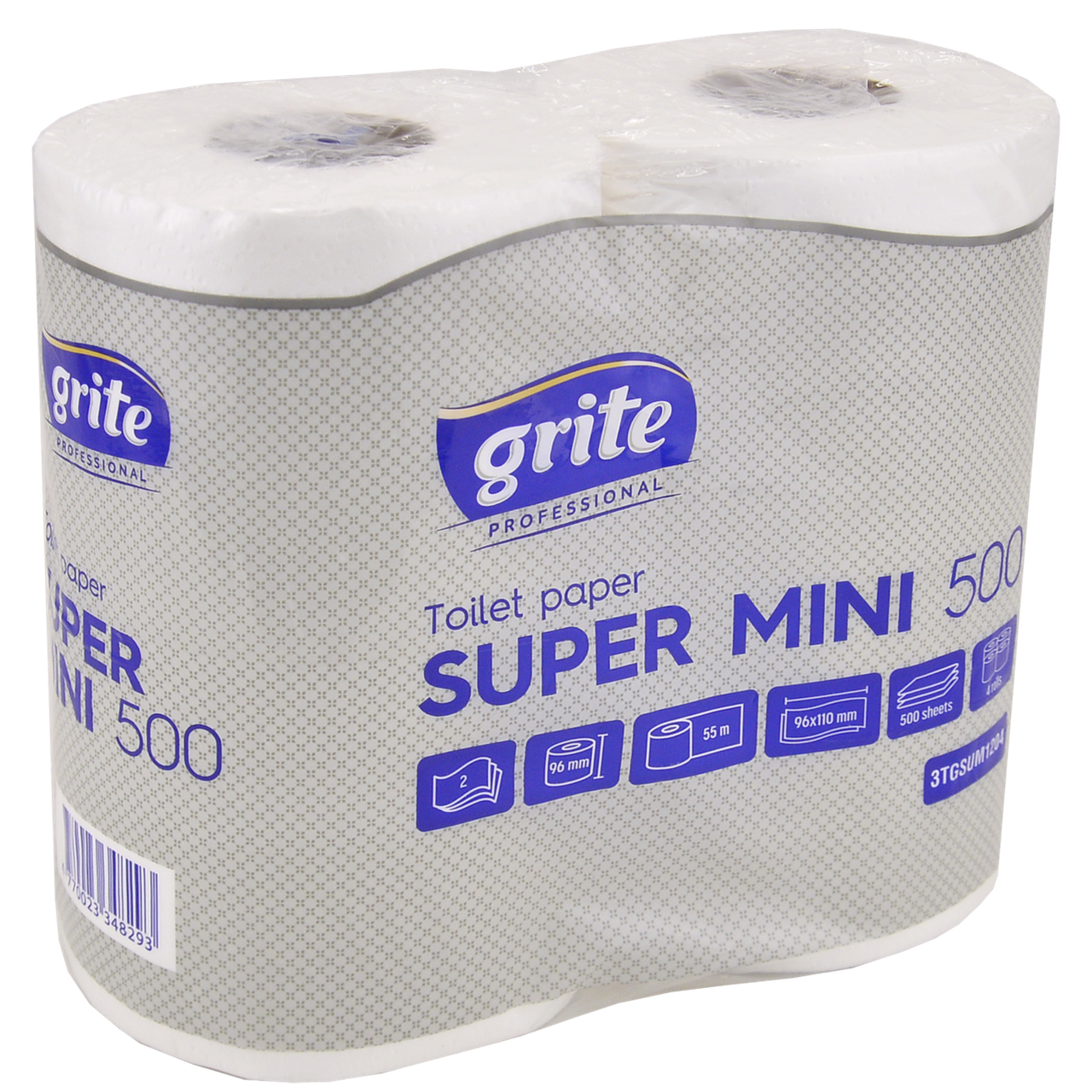 

Бумага туалетная целлюлозная "Grite Super Mini 500" 2 слоя, 500 листов (уп/4шт), Белый