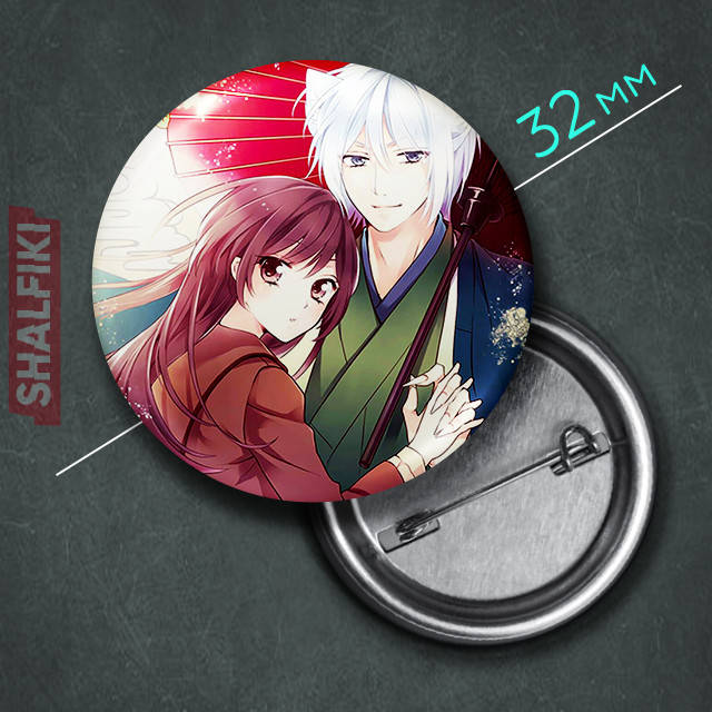 

"Нанами Момодзоно и Томоэ Микагэ (Очень приятно, Бог)" значок круглый на булавке Ø32 мм