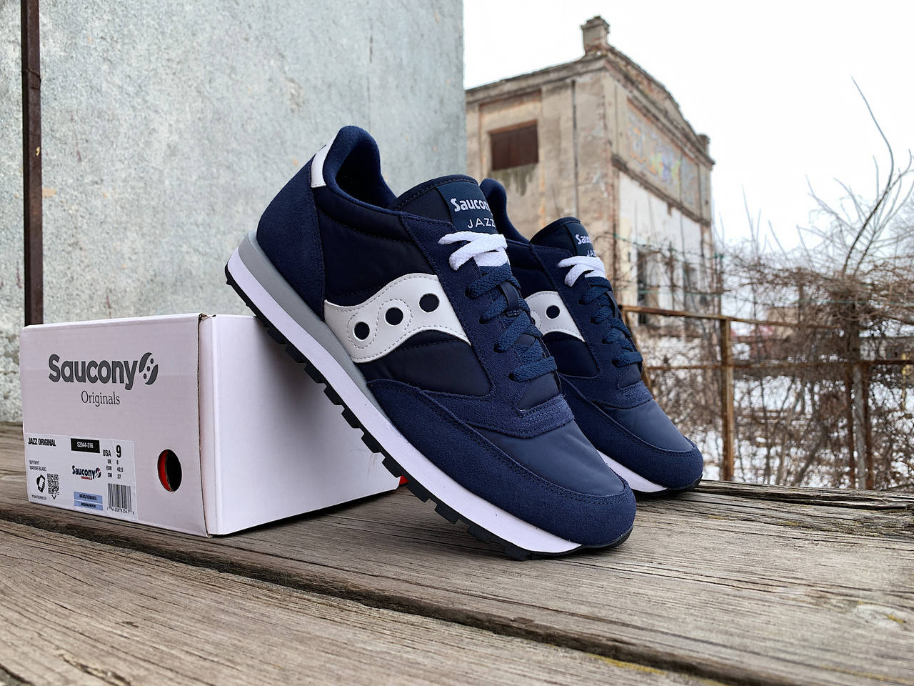 

Мужские кроссовки Saucony Jazz Original 2044-316s Navy White темно-синие Оригинал, Синий