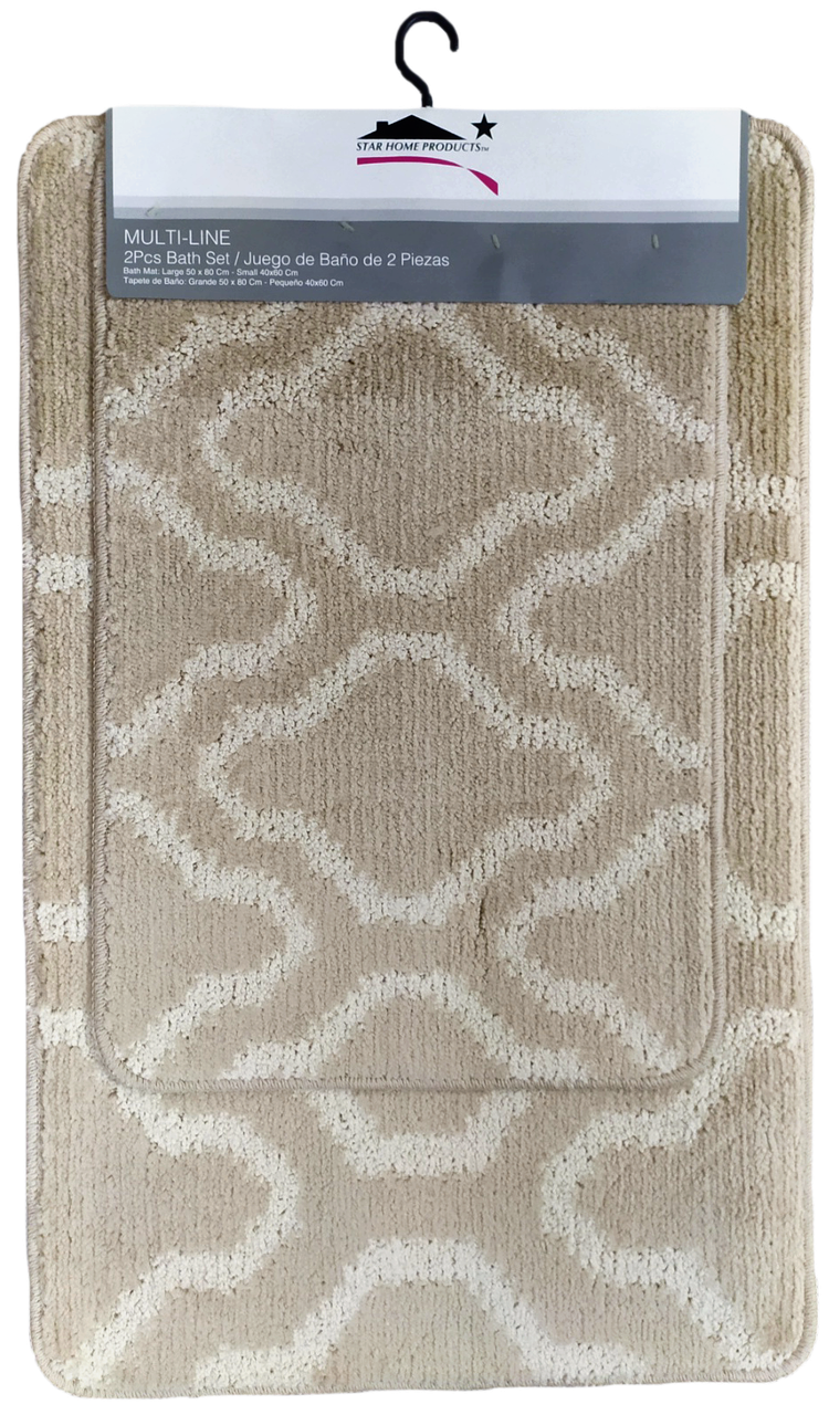 

Набор ковров для ванной и туалета STAR HOME 50*80, 60*40 узор слоновая кость, полипропилен, GÖKYILDIZ TEKSTİL