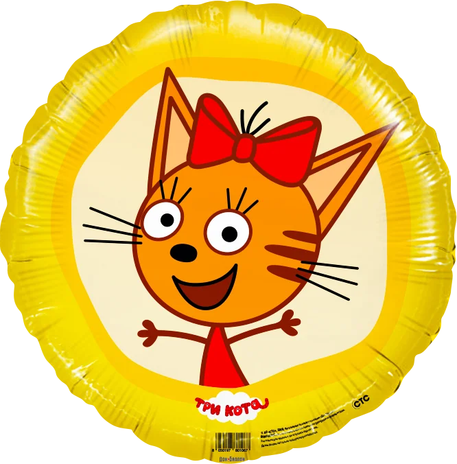

Фольгированный шарик 18"(45 см) Круг три кота Карамелька, Разные цвета