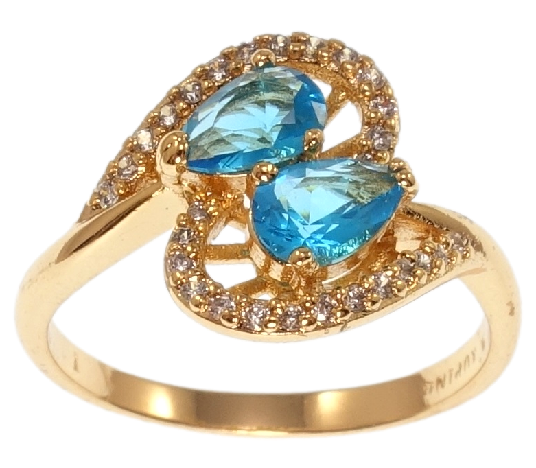 

Кольцо Xuping Позолота 18K "Инкрустация цирконием с голубыми фианитами" р.16,17