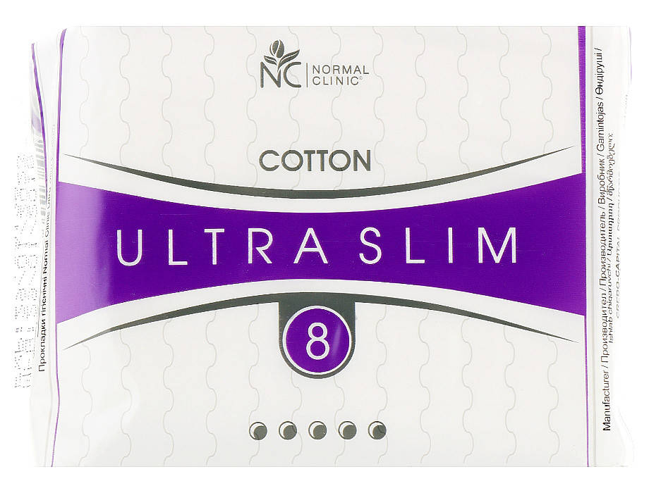 

Прокладки Normal Clini Ultra Slim Cotton 5 капель 8 шт