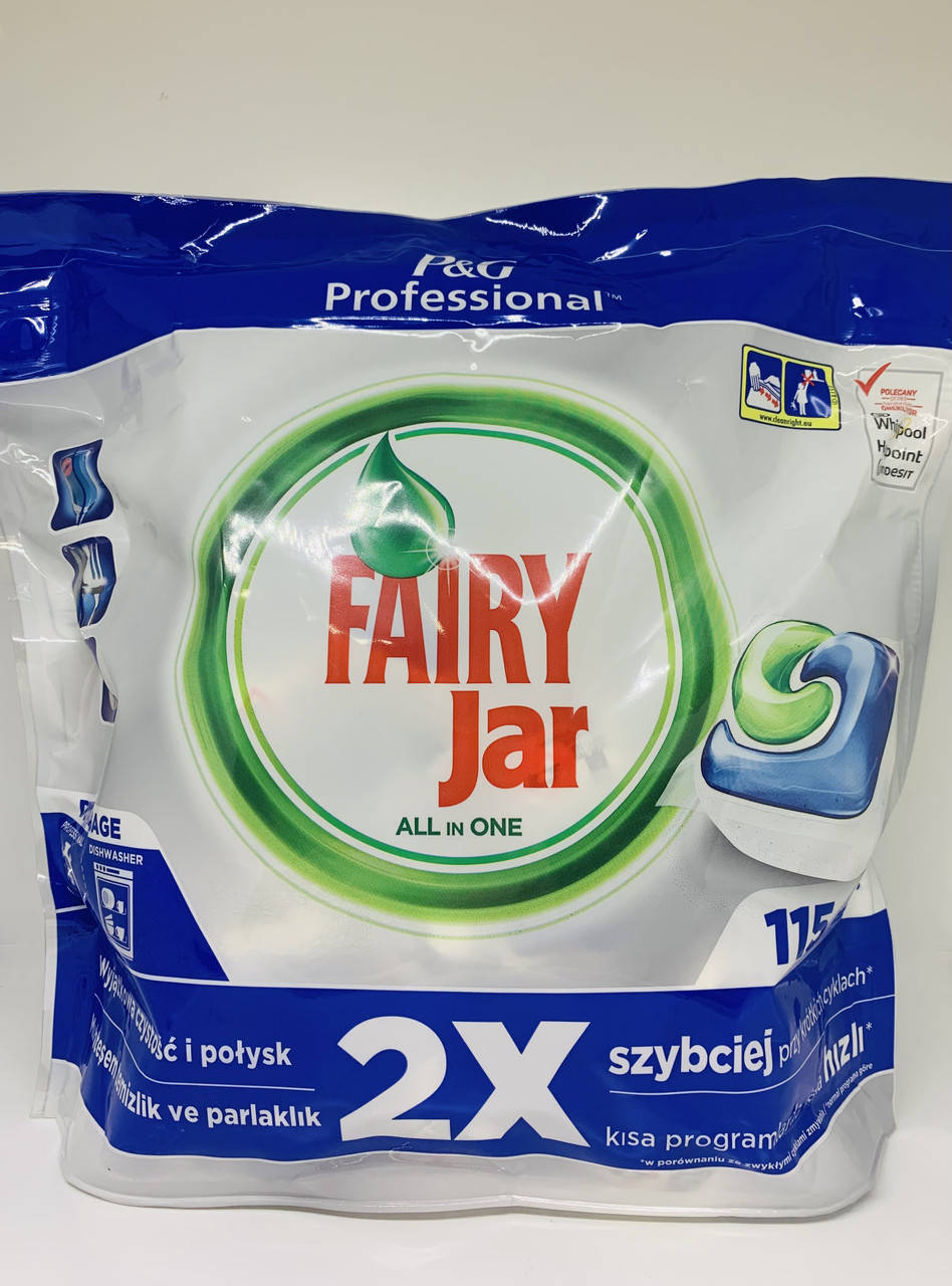 

Капсулы для посудомоечных машин Fairy Jar All-in-1, 115 шт