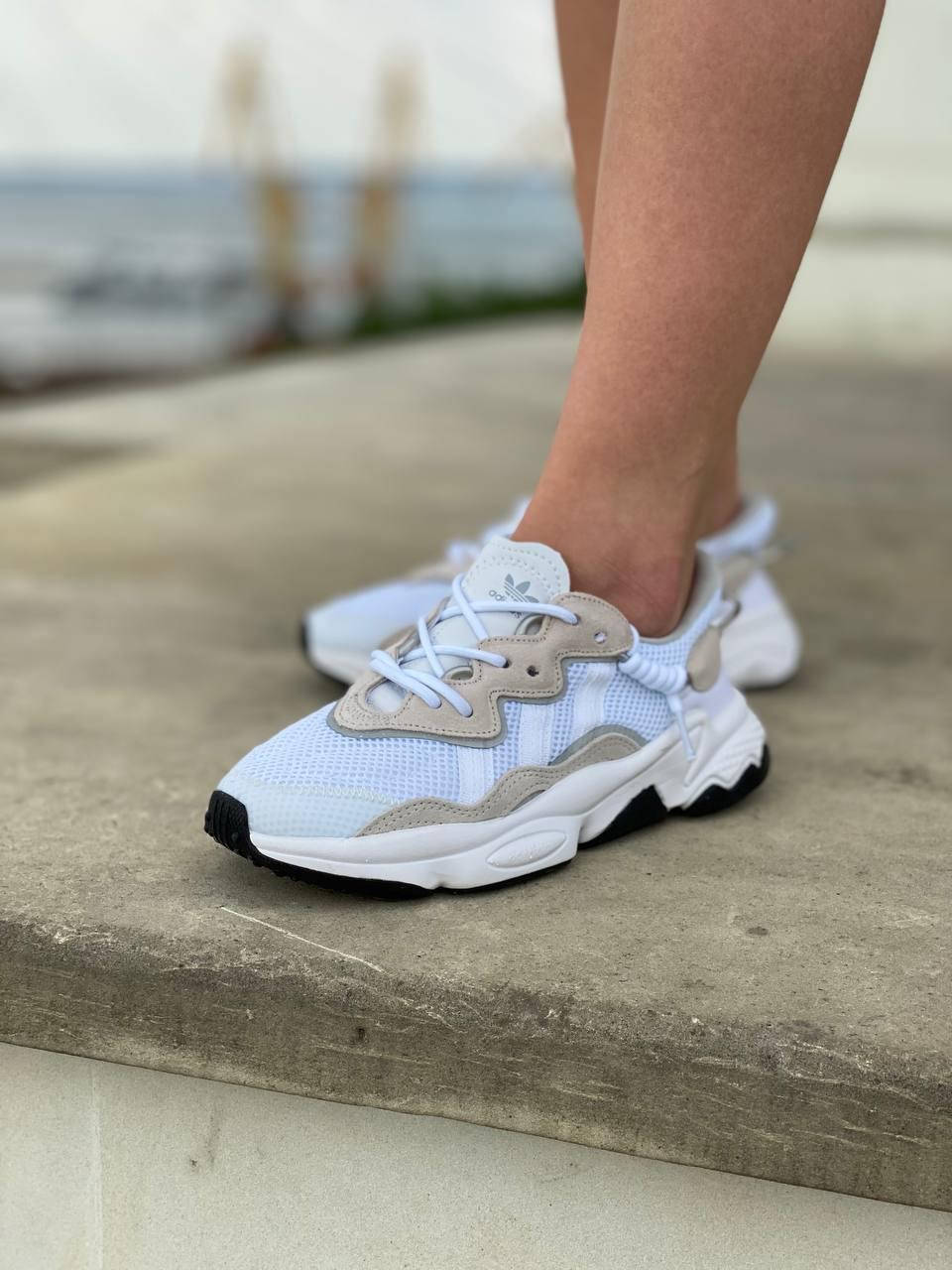 

Кроссовки Adidas Ozweego White адидас белые озвиго вайт, Белый