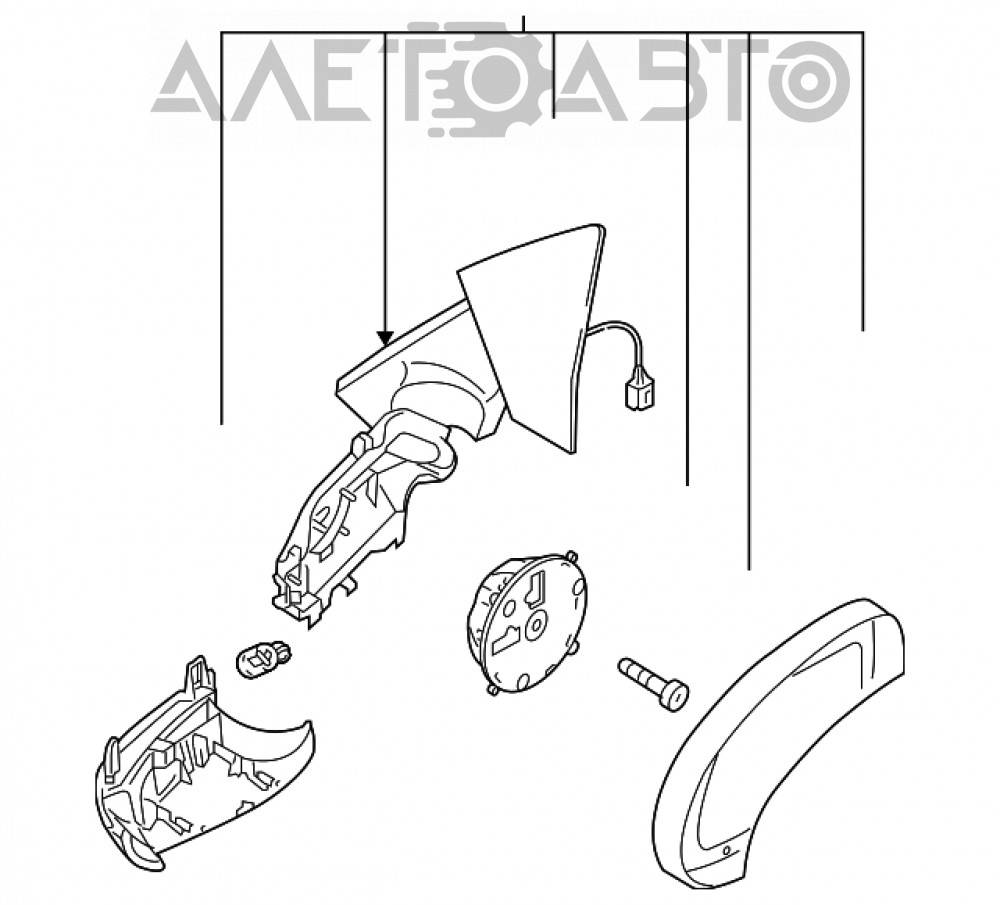 

Зеркало боковое правое VW Tiguan 09-17 6 пинов, поворотник, красное 5N1857508Q9B9 Фольксваген Тигуан 2009-2017