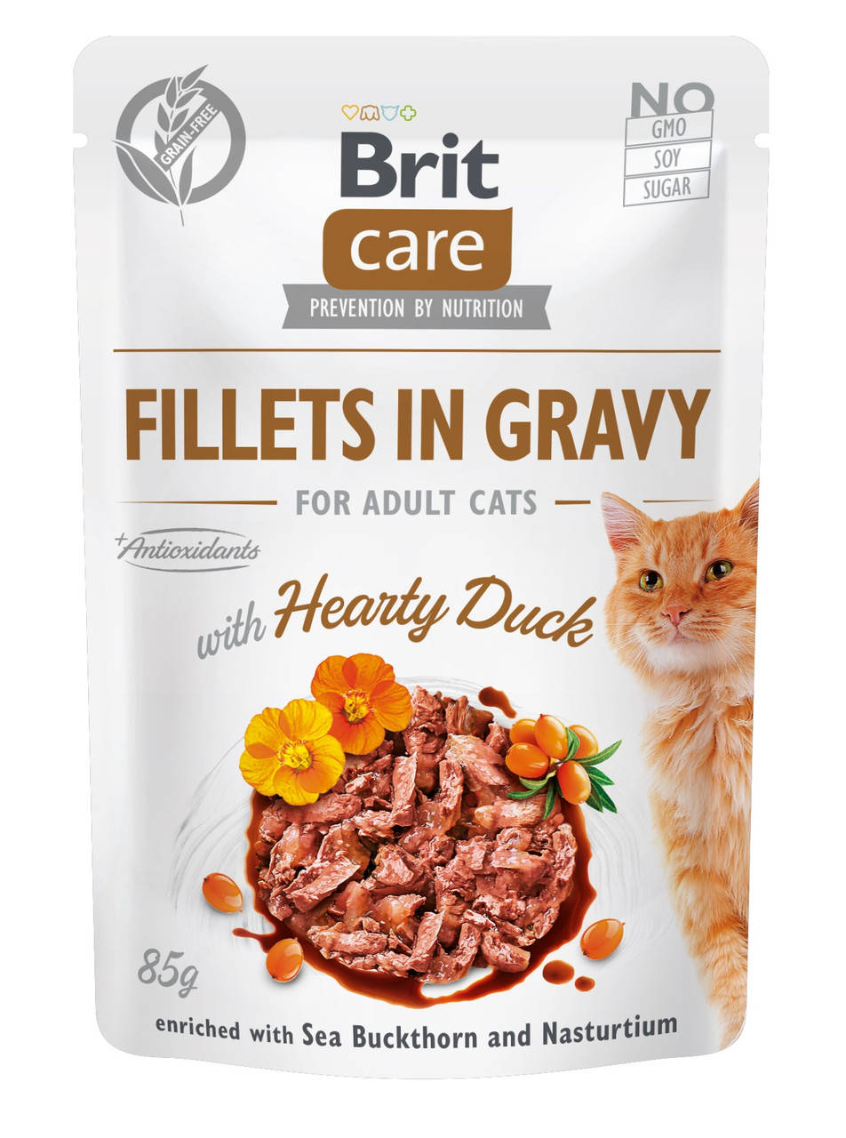 

Влажный корм для кошек и котов Brit Care HEARTY DUCK с уткой в соусе 85 г