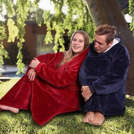 

Плед толстовка с рукавами Huggle – плед флисовый мягкое худи одеяло теплое удобное комфортное худи, Белый