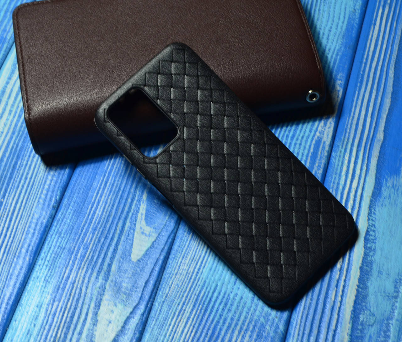 

Чехол с эффектом плетеной кожи для Xiaomi Redmi 10, Черный