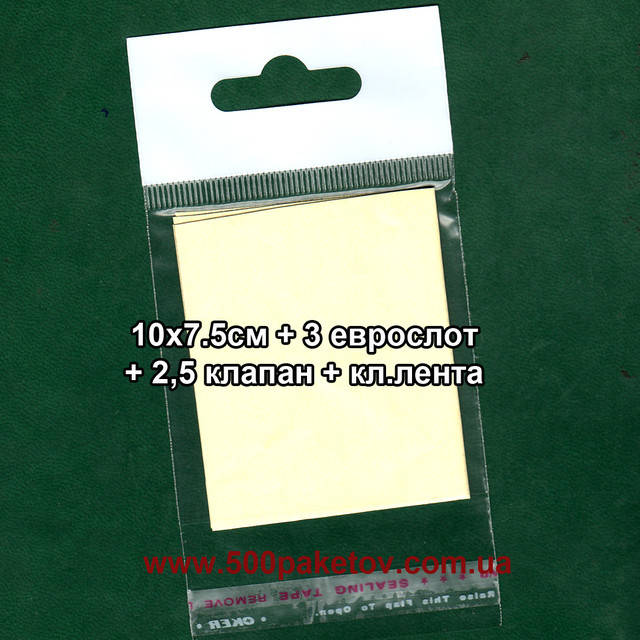 

Пакет с еврослотом 10х7,5cм +к/л