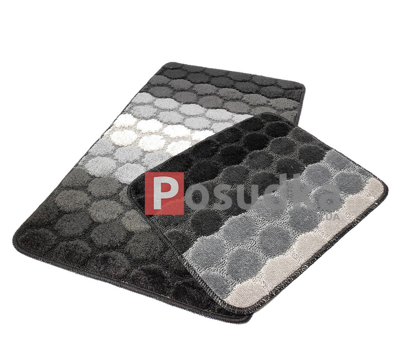 

Купить коврик в ванную на резиновой основе Vonaldi 50х80 см + 40х50 см черно-серый, Черный