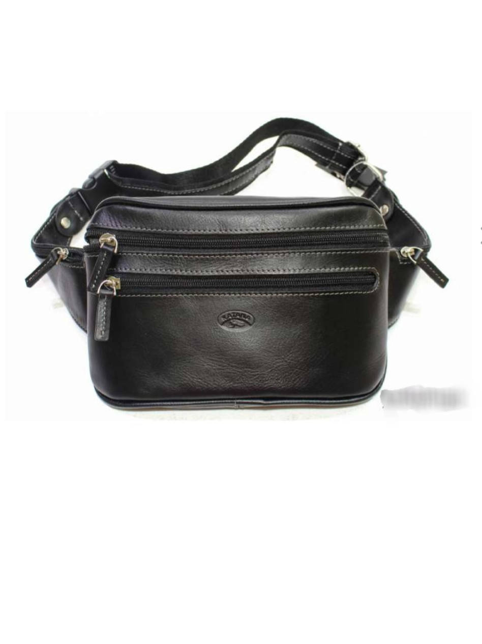 

Сумка на пояс мужская из натуральной кожи бананка городская стильная для парня Катана, Черный