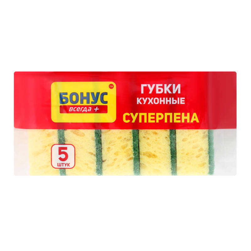 

Губка кухонна крупнопориста "Суперпіна", 5 шт/уп ТМ Бонус