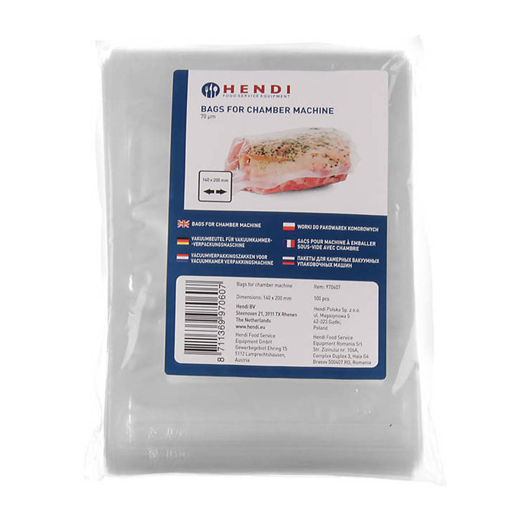 

Пакеты для вакуумной упаковки 100 шт.; 14x20см, полиэтилен, Hendi, Прозрачный