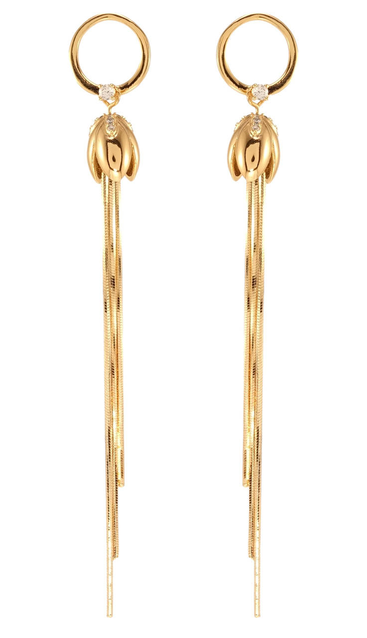 

Серьги Xuping Позолота 18K гвоздики (пусеты) "Цветочные подвески с цепочками"