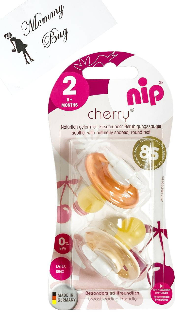 

Пустышка Nip Вишенка, 6-18 мес., латекс, для девочки, 2 шт. (Персиковые), Персиковый
