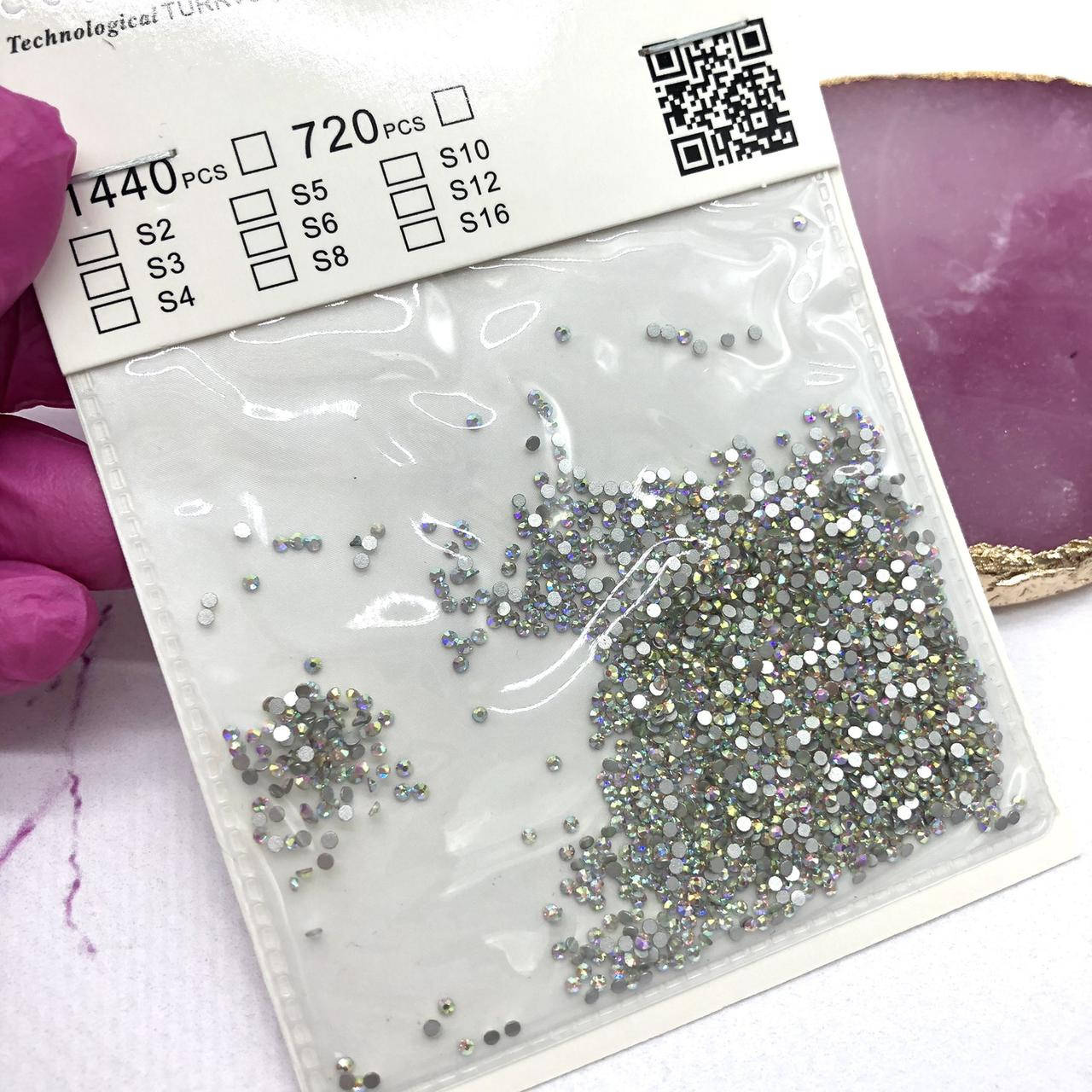 

Стразы Мини (маленькие) Серебро голографика, 1440шт, стекло, Серебристый