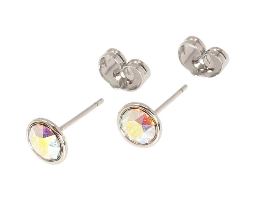 

Серьги Xuping Родий с кр-ми Swarovski гвоздики (пусеты) "Кристаллы АВ" ø 7мм