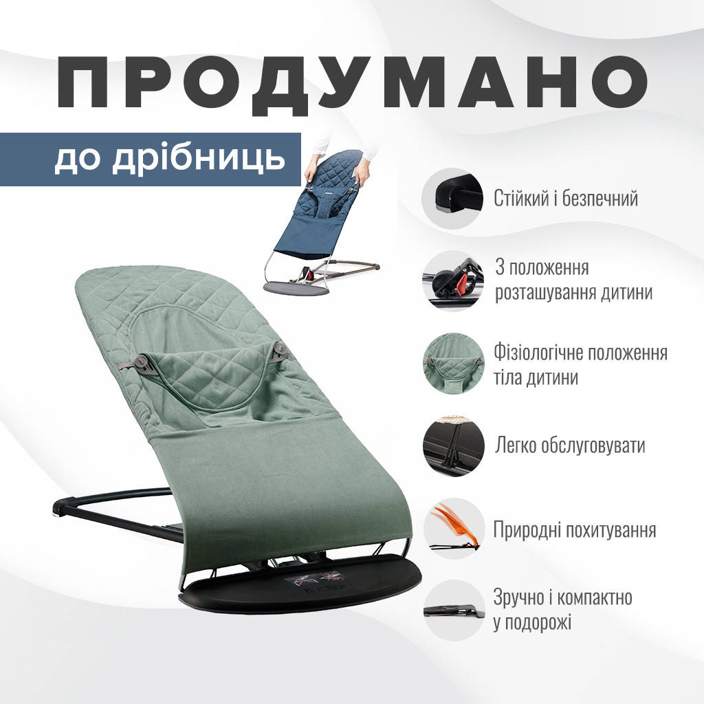 

Детский шезлонг-качалка BABY Balance Soft от SBT Group бирюзовый в клетку/хлопок (BBS-03-00)
