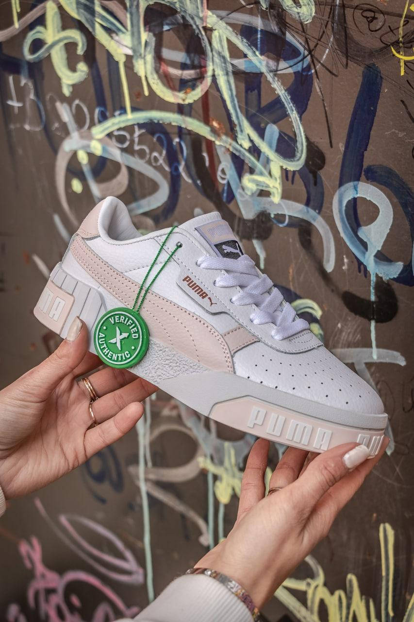 

Женские кроссовки Puma Cali летние, кожаные кроссовки пума кали белые с розовым повседневные 40, Белый