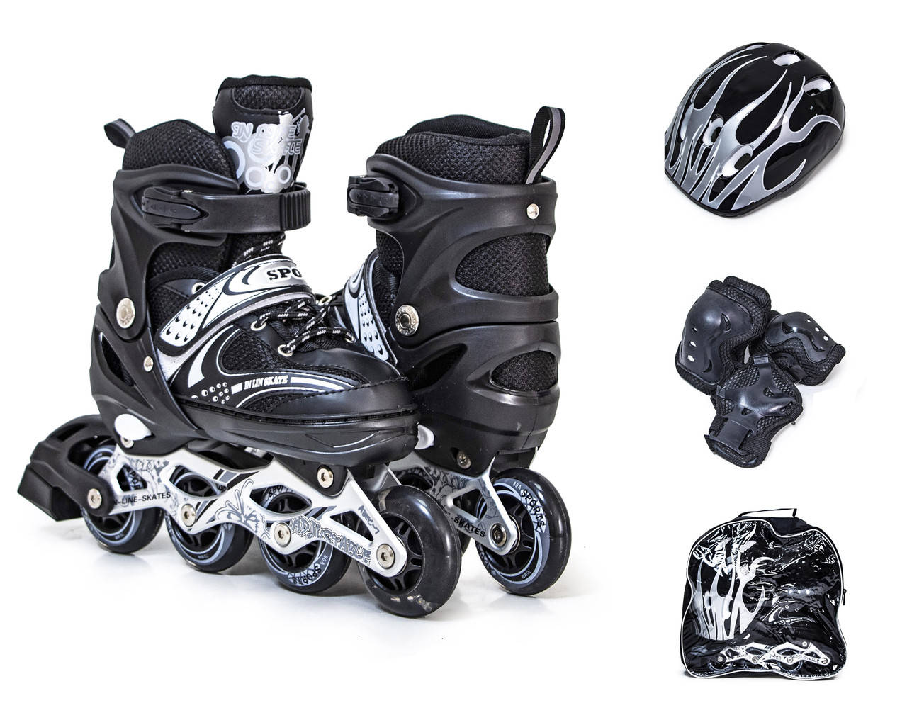 

Комплект роликов с защитой Happy Черный размер 29-33 / 34-38