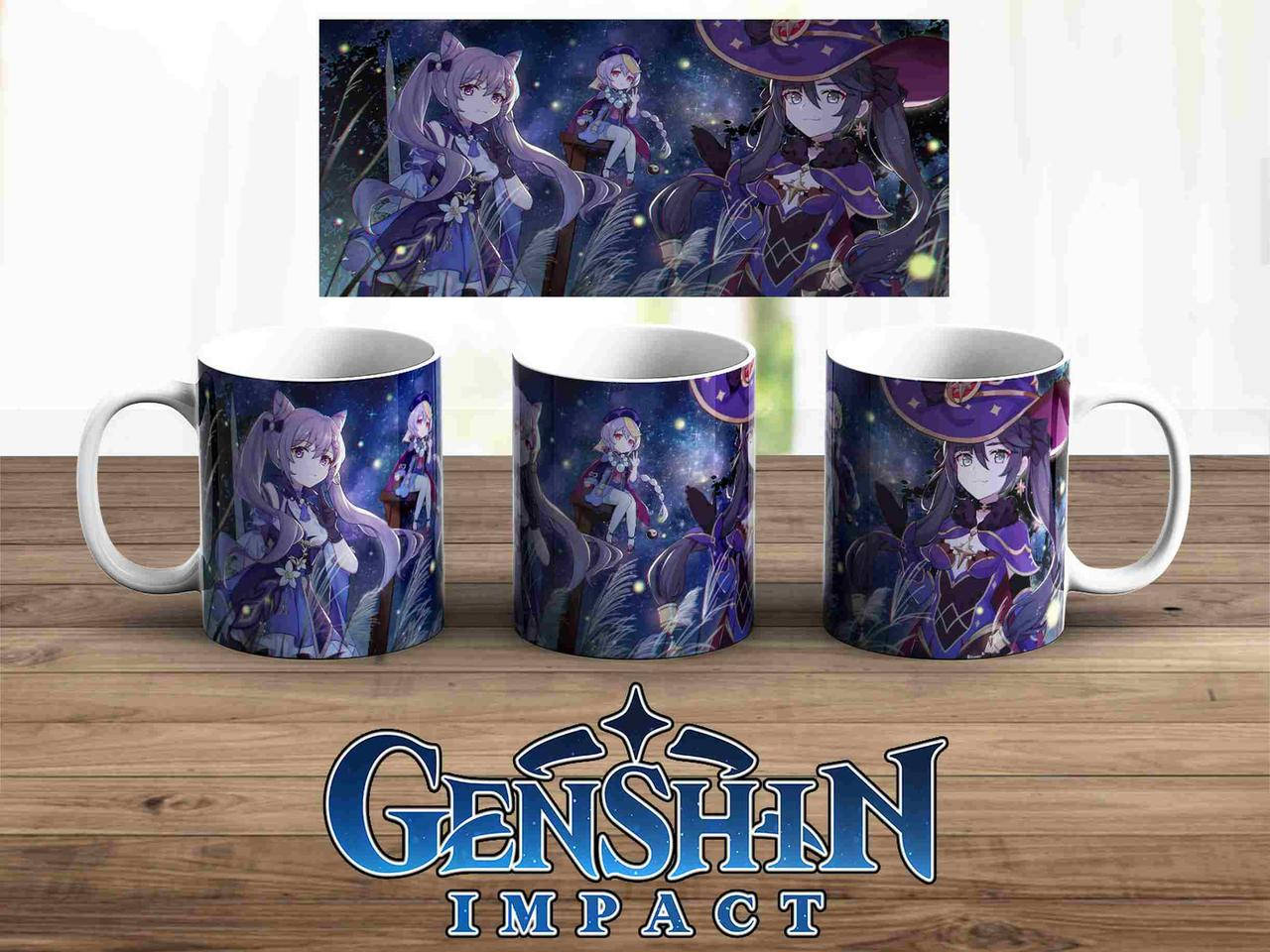 

Чашка Genshin Impact "Кэ Цин, Мона и Ци Ци" Геншин