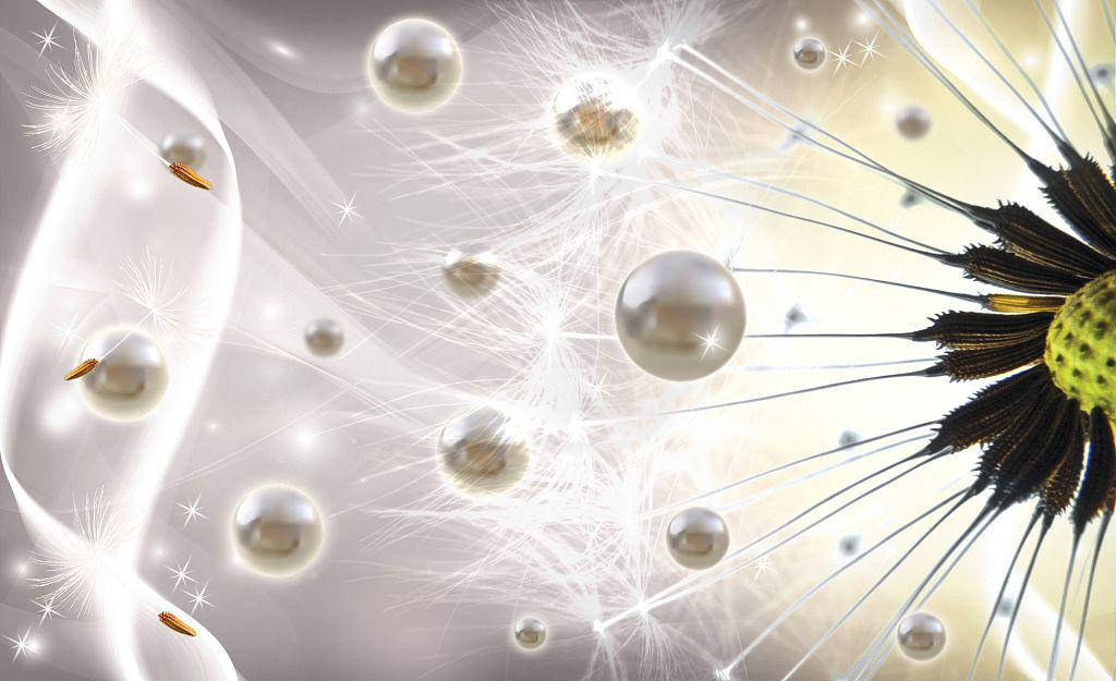 

Флизелиновые обои с цветами 254x184 см Одуванчик и бриллиант (2946V4)