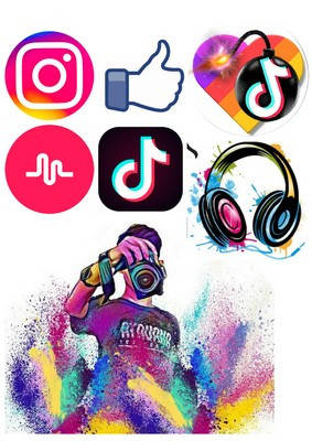 

Вафельна картинка для кондитерских виробів Likee, Instagram (лист А4) 59
