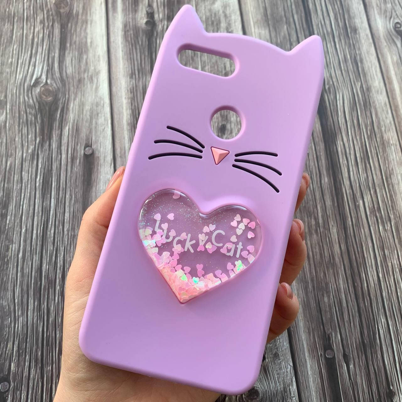 

Чехол для Xiaomi Mi8 Lite с котиком с жидкостью переливающийся чехол на телефон сяоми ми8 лайт сиреневый CWL