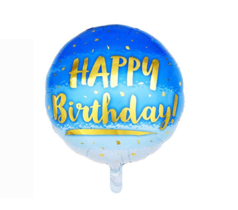 

Шар фольгированный Happy Birthday на голубом фоне (Китай), Голубой