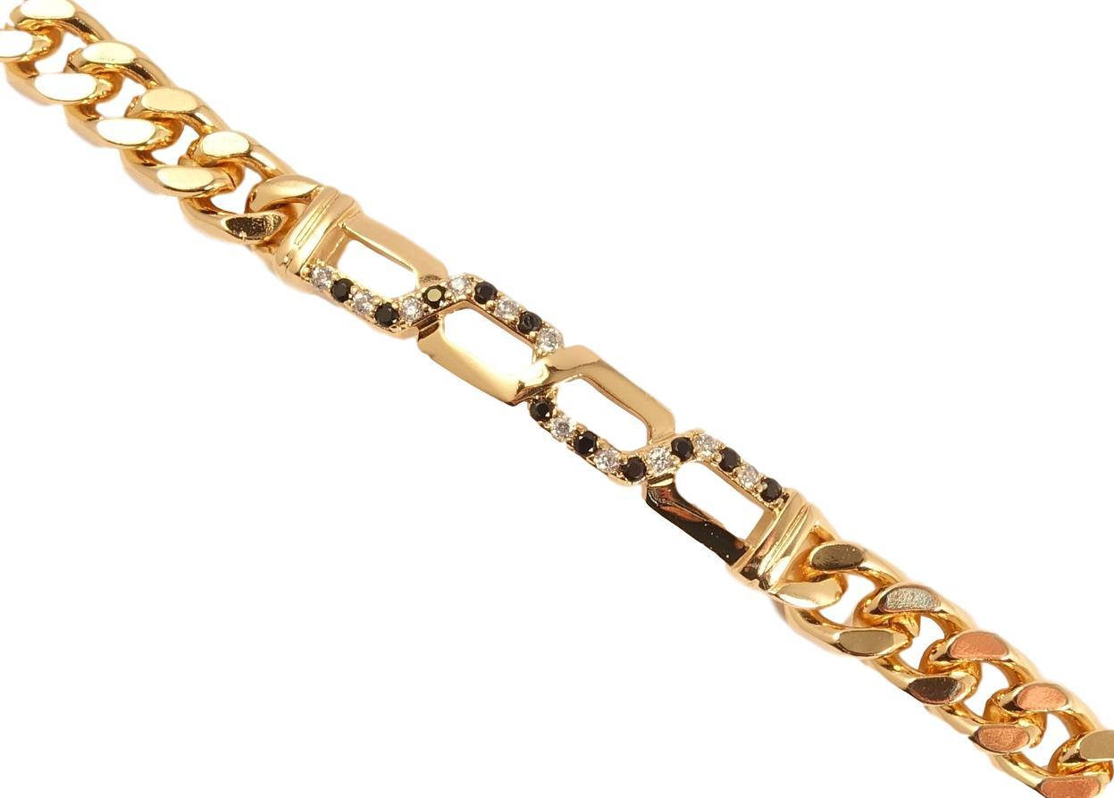 

Браслет Xuping Позолота 18K "Панцирное плетение с декоративной вставкой с черно-белым цирконием" длина 18.5см