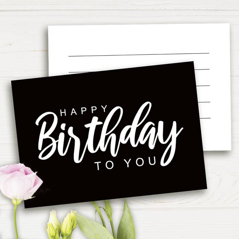 

Мини-открытка Happy Birthday to you черный фон 10шт/уп