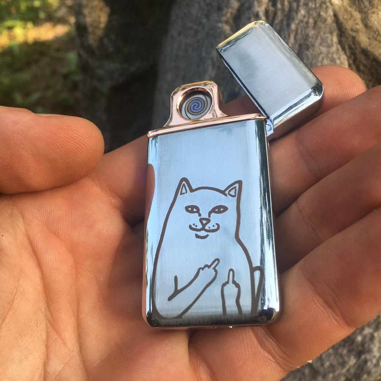 

USB зажигалка с сенсорным включением + гравировка на заказ. Серебро