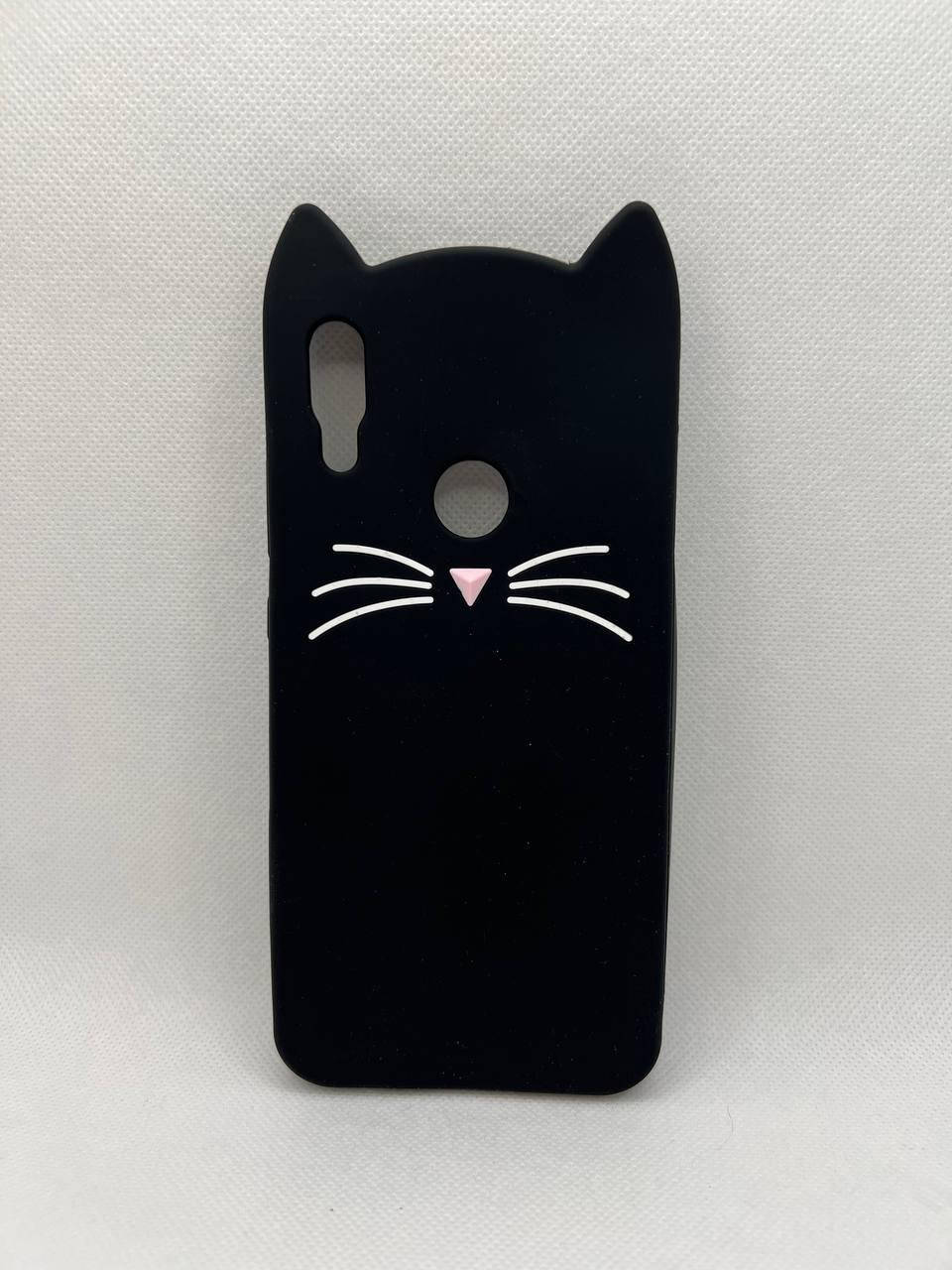 

Резиновый 3D чехол для Xiaomi Redmi Note 7 Кот Усы, Черный