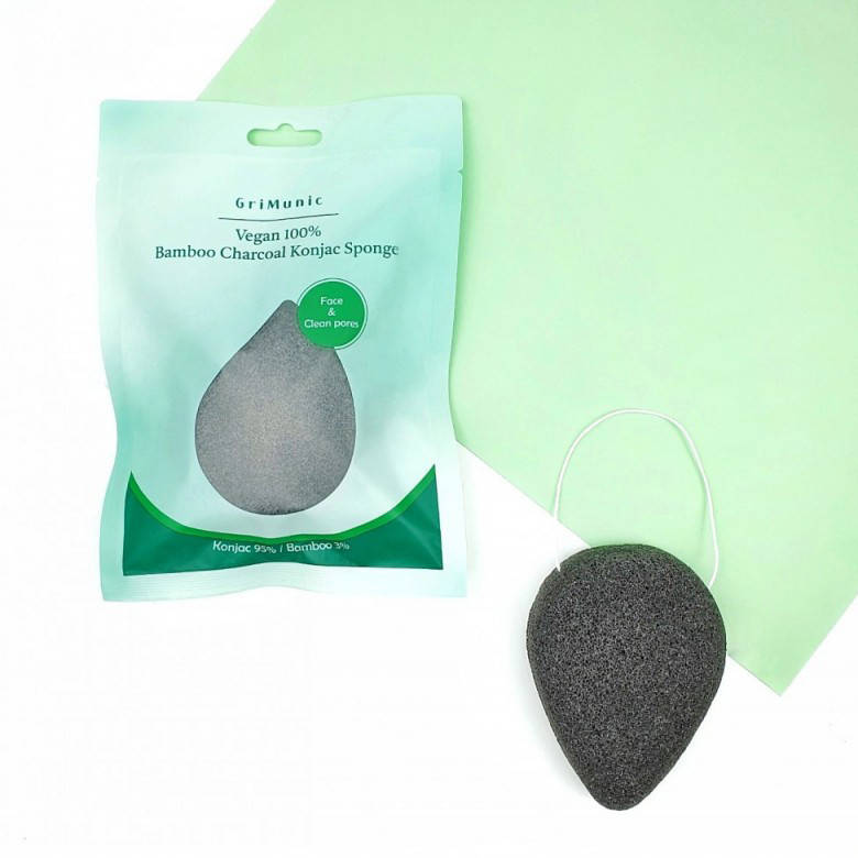 

Спонж конняку с древесным углем GriMunic VEGAN 100 BAMBOO CHARCOAL KONJAC 9