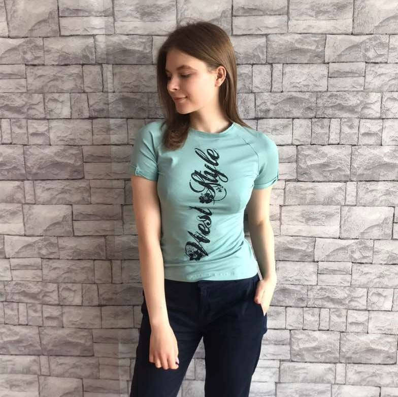

Женская футболка с принтом цвет мятный Мятный, XL